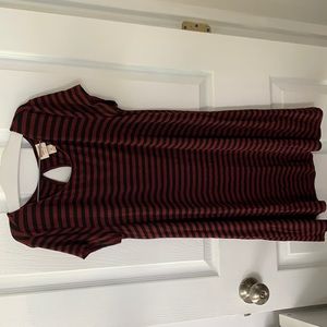 Black and maroon stripped dress